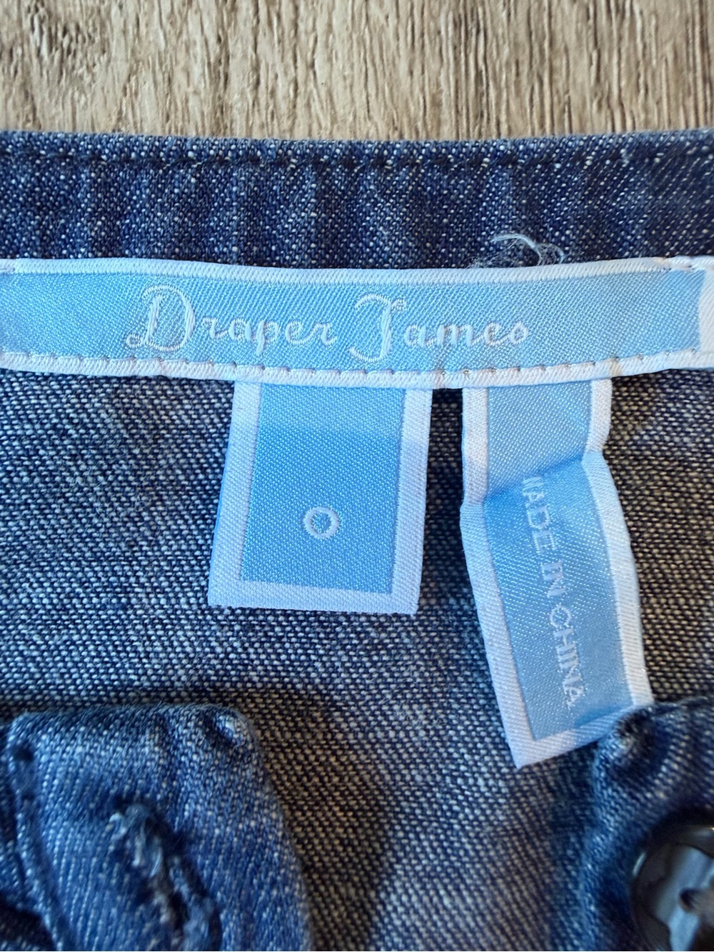Draper James-Chambray Preppy Denim Ruffle Front Bell Sleeve Dress-Tailgate Ready - Picture 4 of 10
